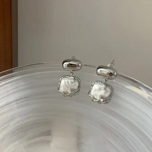 925 Silver Geometry Pearl Earring Retro Branch Jewelry