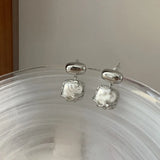 925 Silver Geometry Pearl Earring Retro Branch Jewelry