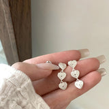 925 Silver Love Heart Earrings for Women Girl Sweet Romantic Jewelry