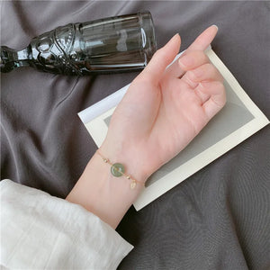 Hetian Jade Bracelet Women Girl Retro Palace Fortune Bless Jewelry