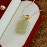 Hetian Jade Pendant Necklace 14k Plated Clavicle Chain Jewelry