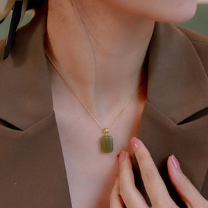 Hetian Jade Pendant Necklace 14k Plated Clavicle Chain Jewelry
