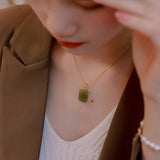 Hetian Jade Pendant Necklace 14k Plated Clavicle Chain Jewelry