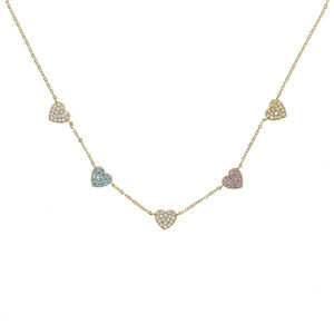 Vermail Heart necklace 925 sterling silver colorful cz heart charm