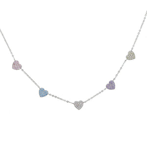 Vermail Heart necklace 925 sterling silver colorful cz heart charm