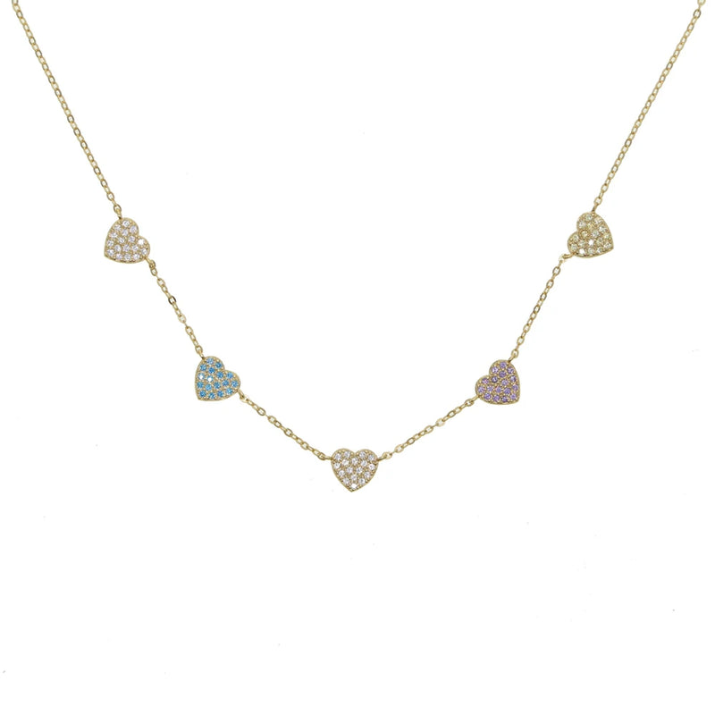 Vermail Heart necklace 925 sterling silver colorful cz heart charm