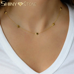 925 Sterling Silver Star Choker Charm Necklace - Women's Jewelry