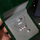 925 Sterling Silver Plated Pearl Collar Chain Women's Jewelry