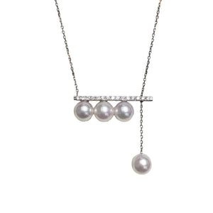 925 Sterling Silver Plated Pearl Collar Chain Women's Jewelry