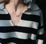 925 Sterling Silver Plated Pearl Collar Chain Women's Jewelry