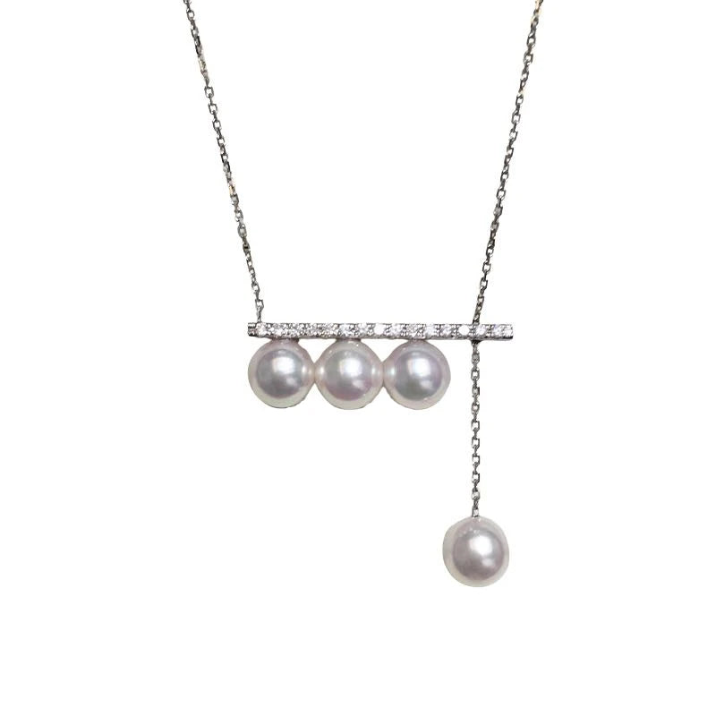 925 Sterling Silver Plated Pearl Collar Chain Women's Jewelry