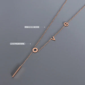 Love Letter Pendant Necklace Stainless Steel Clavicle Tassel Engagement Jewelry