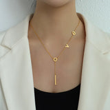 Love Letter Pendant Necklace Stainless Steel Clavicle Tassel Engagement Jewelry