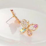 Rhinestone Butterfly Earrings with Hollow Pearl Design