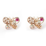 Rhinestone Butterfly Earrings with Hollow Pearl Design