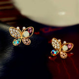 Rhinestone Butterfly Earrings with Hollow Pearl Design