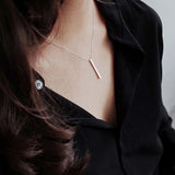 Vertical Bar Pendant Necklace Long Lariat Chain Minimalist Dangle Necklace