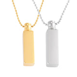 Vertical Bar Urn Necklace Cremation Jewelry Stainless Steel Keepsake Pendant