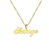 Vertical Box Chain Hanging Script Nameplate Necklace