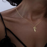 Personalized Vertical Name Necklace Stainless Steel Choker Pendant