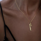 Personalized Vertical Name Necklace Stainless Steel Choker Pendant