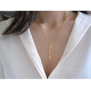 Vertical Personalized Name Pendant Necklaces