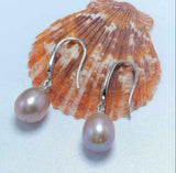 Genuine 10-12mm Purple South Sea Pearl Earrings 925 Silver