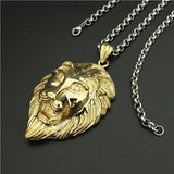Big Lion Pendant Silver 316L Stainless Steel Necklace