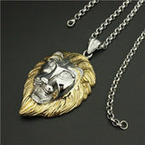 Big Lion Pendant Silver 316L Stainless Steel Necklace