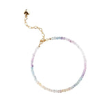 Multicolor Fluorite Rough Stone Bracelet 14k Filled - Summer Gift