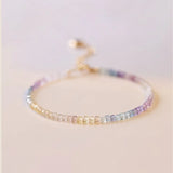 Multicolor Fluorite Rough Stone Bracelet 14k Filled - Summer Gift