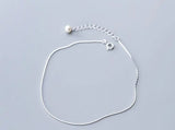 Thin Sterling Silver Pearl Snakebone ANKLET Bracelet GTLS826