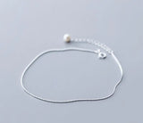 Thin Sterling Silver Pearl Snakebone ANKLET Bracelet GTLS826