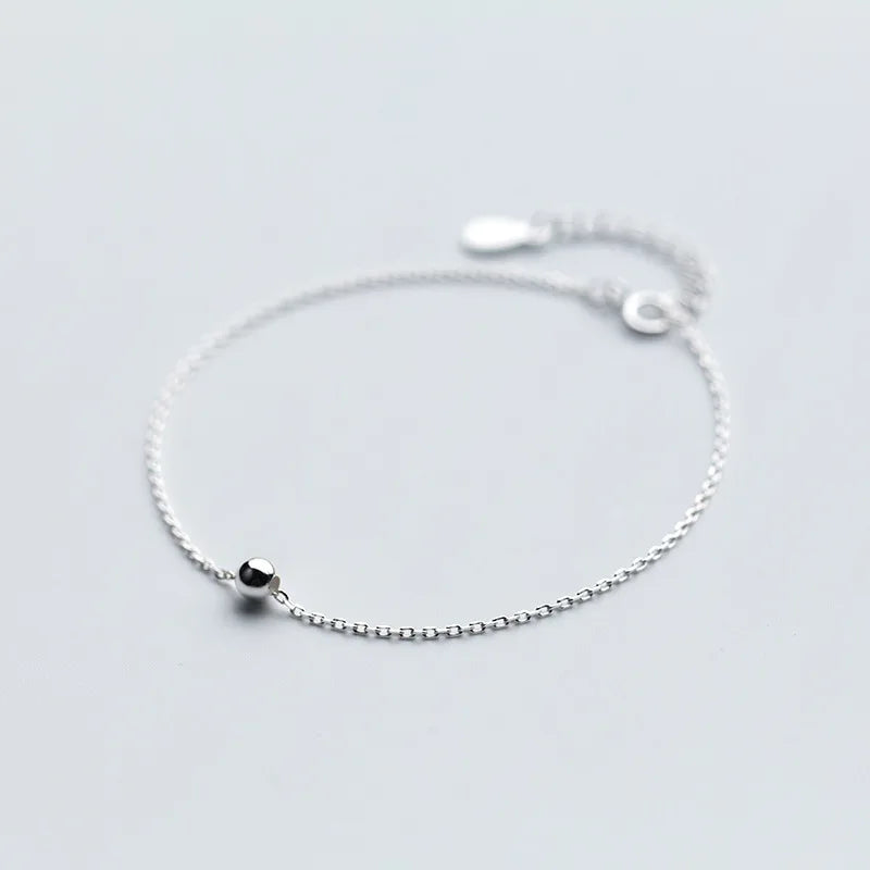 925 Sterling Silver 4mm Round Bead Chain Bracelet GTLS498