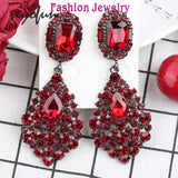 Veyofun Red Rhinestone Dangle Earrings Crystal Drop Jewelry for Women