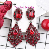 Veyofun Red Rhinestone Dangle Earrings Crystal Drop Jewelry for Women