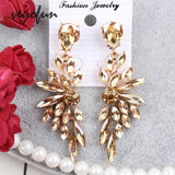 Veyofun Symmetric Crystal Drop Earrings - Party Jewelry for Women