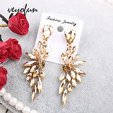 Veyofun Symmetric Crystal Drop Earrings - Party Jewelry for Women