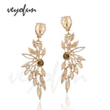 Veyofun Symmetric Crystal Drop Earrings - Party Jewelry for Women