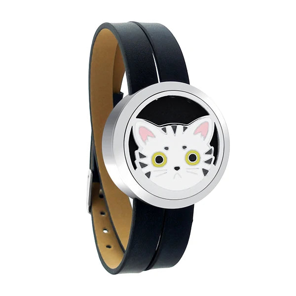 Vicky Home Enamel Stainless Steel Leather Locket Bangles Aromatherapy Bracelets