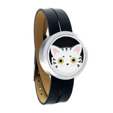 Vicky Home Enamel Stainless Steel Leather Locket Bangles Aromatherapy Bracelets