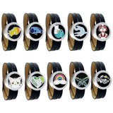 Vicky Home Enamel Stainless Steel Leather Locket Bangles Aromatherapy Bracelets