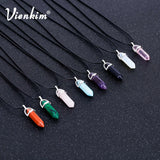 Hexagonal Column Stone Pendant Necklace for Women Jewelry