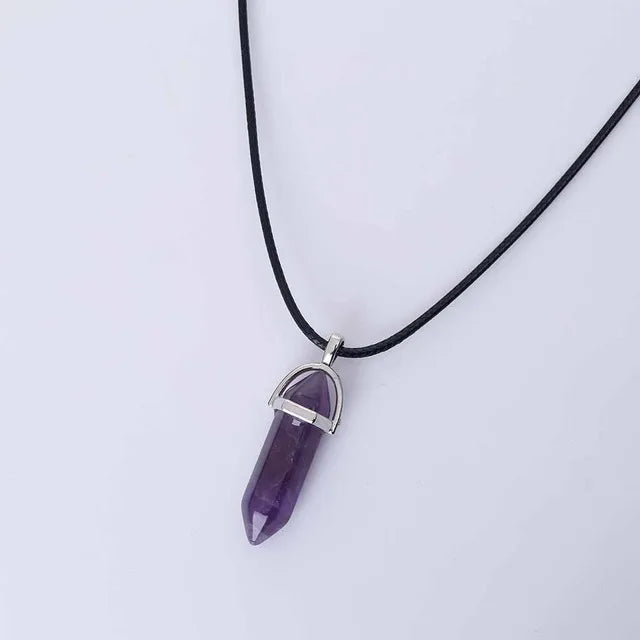 Hexagonal Column Stone Pendant Necklace for Women Jewelry