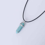 Hexagonal Column Stone Pendant Necklace for Women Jewelry