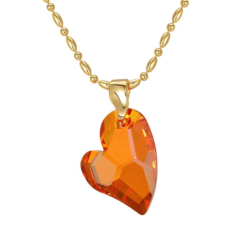Heart Shaped Crystal Pendant Necklace, Quartz Stone Choker Jewelry