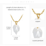 Quartz Stone Leaf Pendant Necklace for Women, Healing Crystal Choker