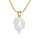 Quartz Stone Leaf Pendant Necklace for Women, Healing Crystal Choker
