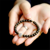 Vietnam Agarwood Buddha Beads Bracelet Hetian Jade 14K Filled Jewelry