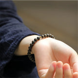Vietnam Agarwood Buddha Beads Bracelet Hetian Jade 14K Filled Jewelry